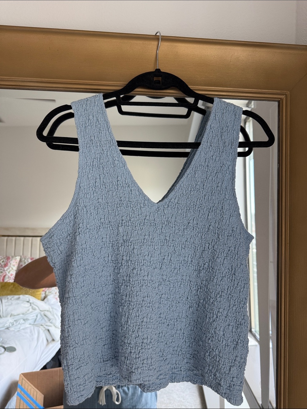 a new day Light Blue Textured V-Neck Tank Top